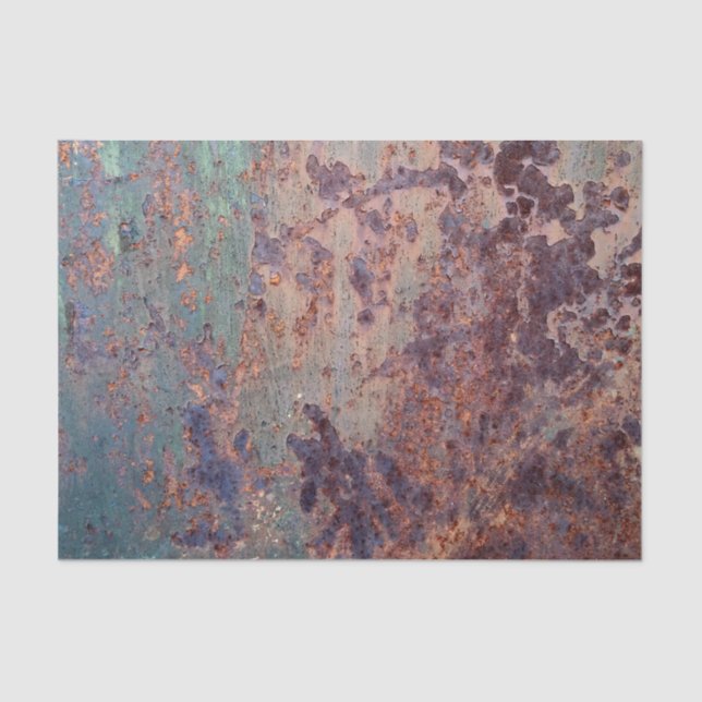 Grunge Blue Rusted Metal Pattern Tissue Paper (Front)
