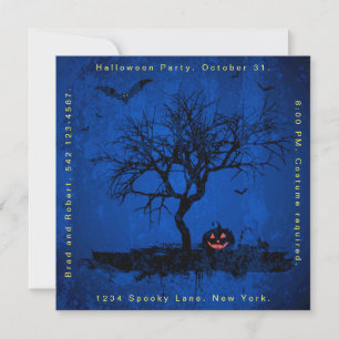 Grunge Blue Spooky Halloween Party Invitation