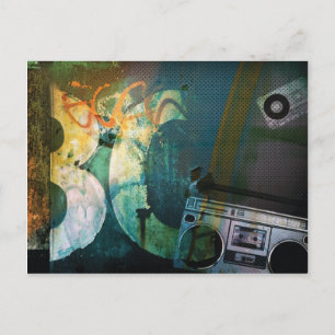 Grunge Boombox Postcard