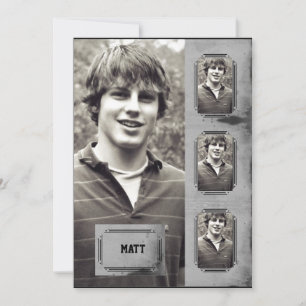 Grunge Border Photo Panel Graduation Announcement