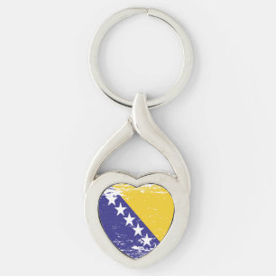 Grunge Bosnia and Herzegovina Flag Keychain