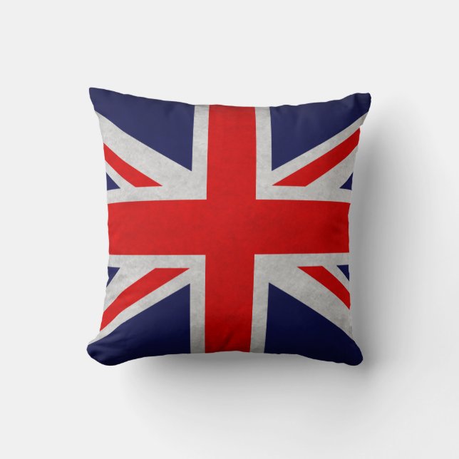 Grunge British Flag Throw Pillow (Front)