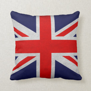 Grunge British Flag Throw Pillow