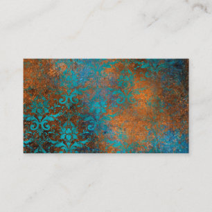 Grunge Brown Blue Floral Decorative Luxury Pattern Business Card