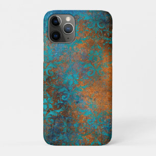 Grunge Brown Blue Floral Decorative Pattern iPhone 11 Pro Case