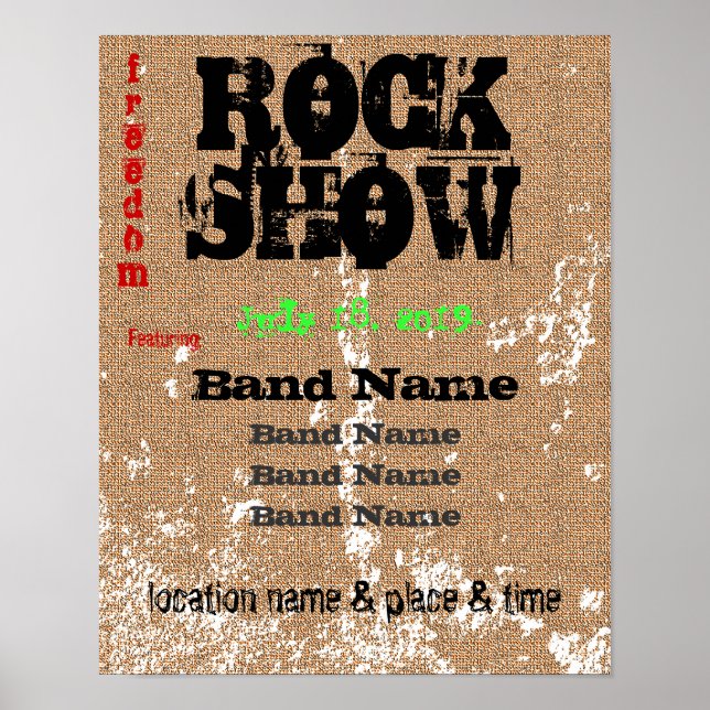 Grunge Burlap Distressed Customizable Poster (Front)