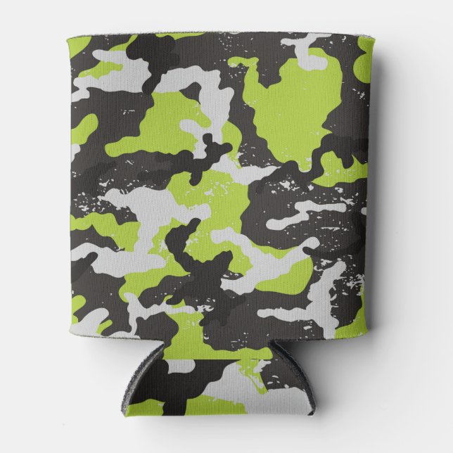 Grunge Camouflage Vintage Background Can Cooler (Front)