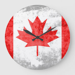 Grunge Canada Flag 2 Large Clock