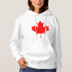 Grunge Canada Flag Maple - Red Distorted Hoodie