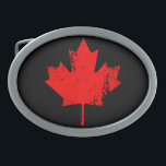 Grunge Canada Flag Maple - Red Distorted Oval Belt Buckle<br><div class="desc">Grunge Canada Flag Maple - Red Distorted. A cool and stylish design for those who love Canada. Features a grunge style red maple leaf. You can easily customize this product: add text, change background etc. This distorted Canadian maple leaf is also available on many other Canada gifts or souvenirs for...</div>