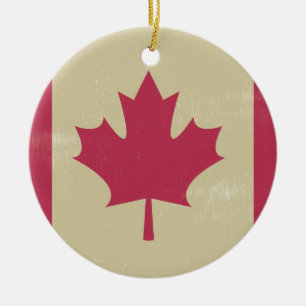 grunge canadian flag ceramic ornament