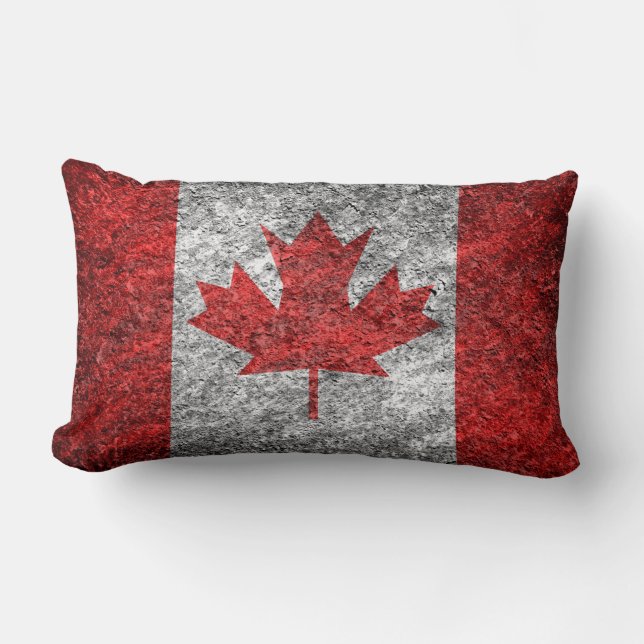 Grunge Canadian Flag Lumbar Pillow (Front)