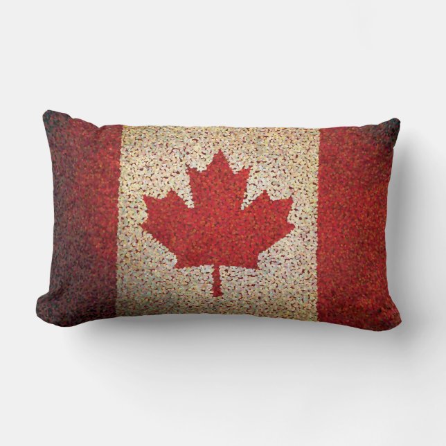 Grunge Canadian Maple Leaf Flag Lumbar Pillow (Front)