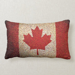 Grunge Canadian Maple Leaf Flag Lumbar Pillow