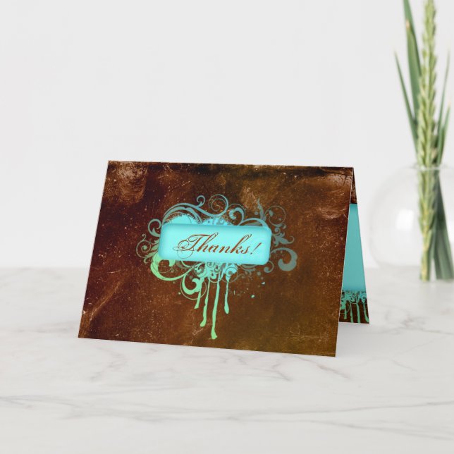 Grunge Carte de remerciements bleu Brown (Devant)