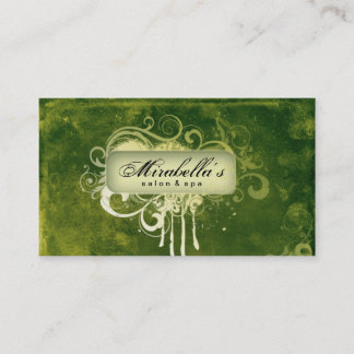 Grunge Carte de visite Flower Salon Spa vert 