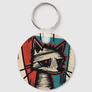 Grunge Cat Art Keychain