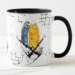 GRUNGE CATS ON BRANCH MUG