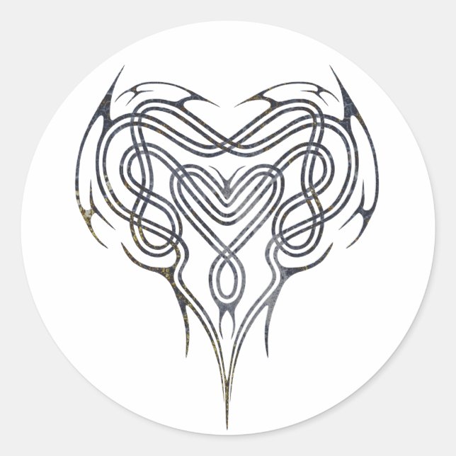 Grunge Celtic Heart Knot Classic Round Sticker (Front)