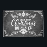 Grunge Chalkboard Merry Christmas Retro Typography Doormat<br><div class="desc">Create your very own grungy Christmas design with this retro design featuring distressed, chalk-like fonts over a blackboard-like texture. Angel wings, shield, crown, stars, diamond and fern leaves complete the grunge look. It’s a unique, monochromatic yet fun alternative to the sometimes garish colours the holiday season brings. Replace the sample...</div>