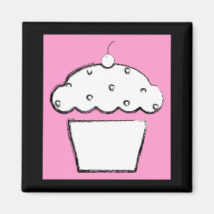 grunge cherry cupcake magnet