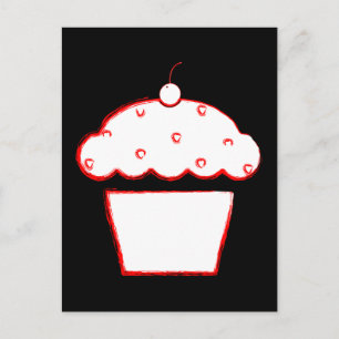 grunge cherry cupcake postcard