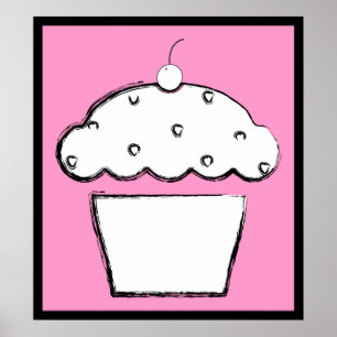 grunge cherry cupcake poster