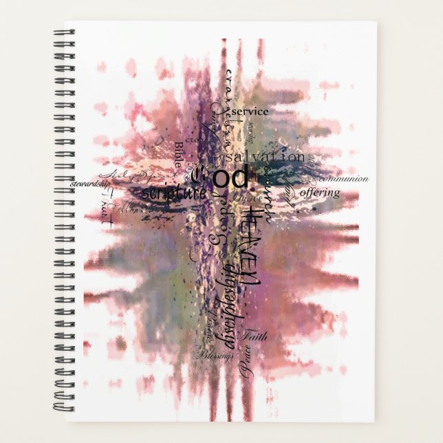 Grunge Christian words cross Planner (Front)