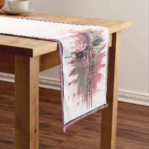Grunge Christian words cross Short Table Runner