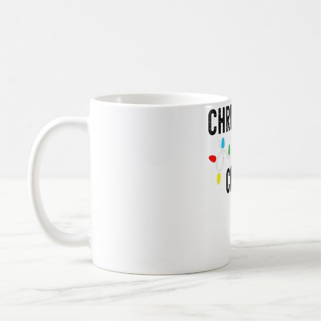 Grunge Christmas Lights Party Crew Matching Pajama Coffee Mug (Left)