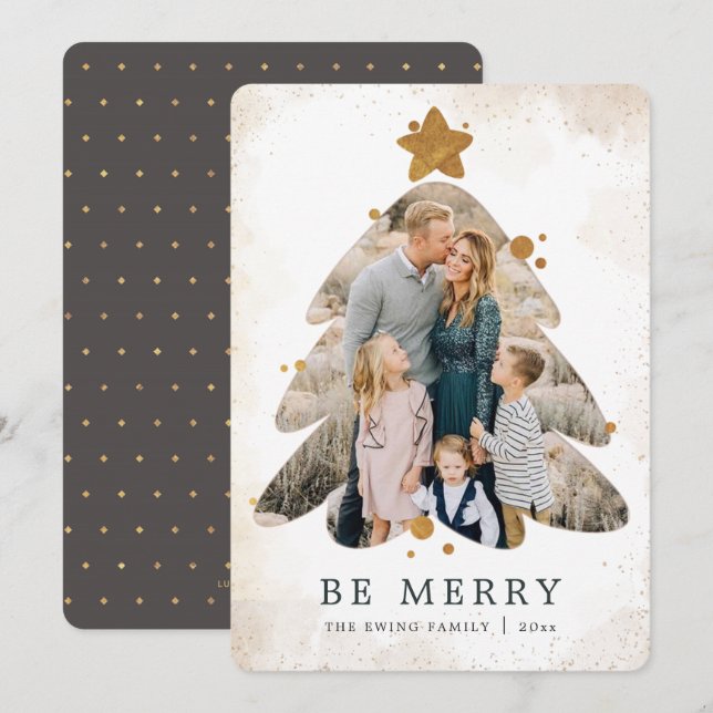 Grunge Christmas Tree Frame Carte photo (Devant / Derrière)