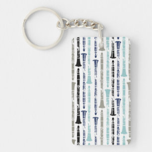 Grunge Clarinets - Blue and Grey Keychain