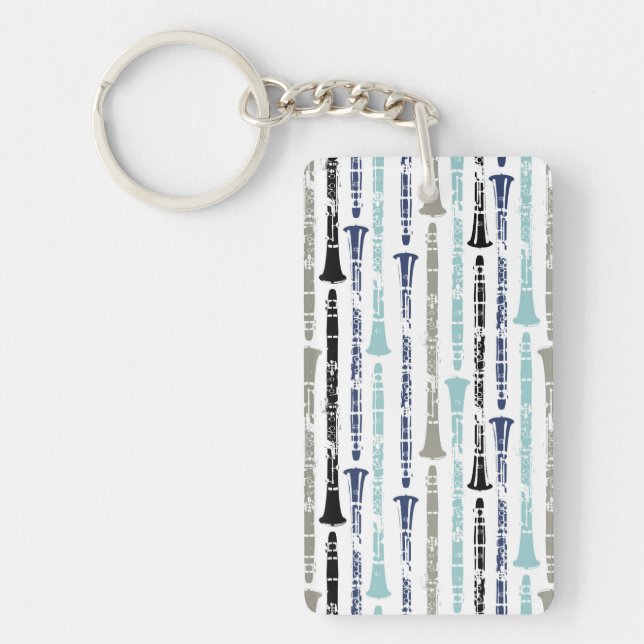 Grunge Clarinets - Blue and Grey Keychain (Front)