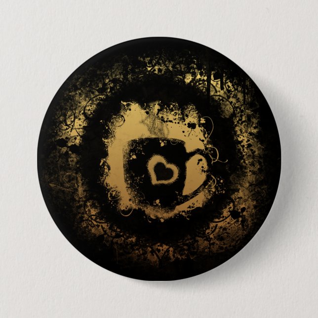 Grunge Coffee 3 Inch Round Button (Front)
