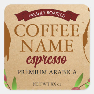 Grunge Coffee Label Custom Sticker