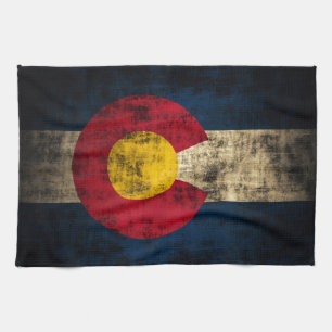 Grunge Colorado Flag Kitchen Towel