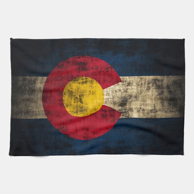 Grunge Colorado Flag Kitchen Towel (Horizontal)