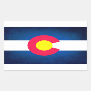 Grunge Colorado flag rectangle stickers