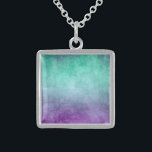 Grunge Colors - Teal & Purple Sterling Silver Necklace<br><div class="desc">Grunge Colors - Teal & Purple</div>