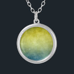 Grunge Colors - Yellow & Blue Silver Plated Necklace<br><div class="desc">Grunge Colors - Yellow & Blue</div>