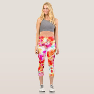 Grunge colour dot texture background capri leggings