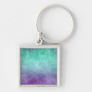 Grunge Colours - Teal & Purple Keychain