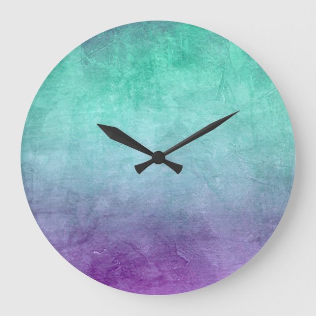 Grunge Colours - Teal & Purple Large Clock (Front)