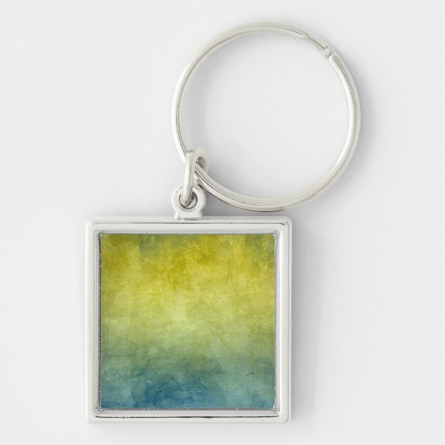Grunge Colours - Yellow & Blue Keychain (Front)