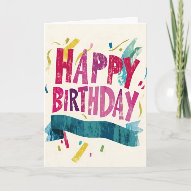 Grunge Confetti Birthday Card (Front)