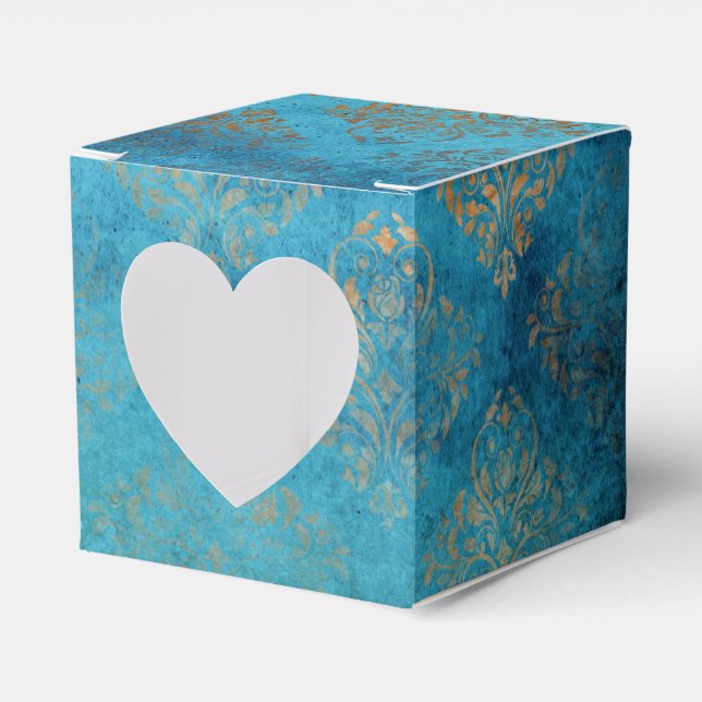 Grunge Copper Patina and Turquoise Favor Box (Front Side)