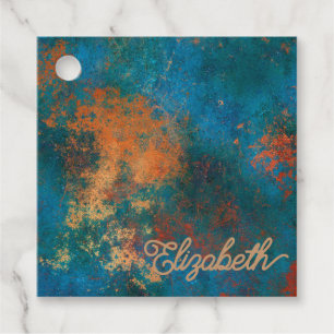 Grunge Copper Patina and Turquoise Favour Tags