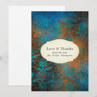 Grunge Copper Patina and Turquoise Thank You Card