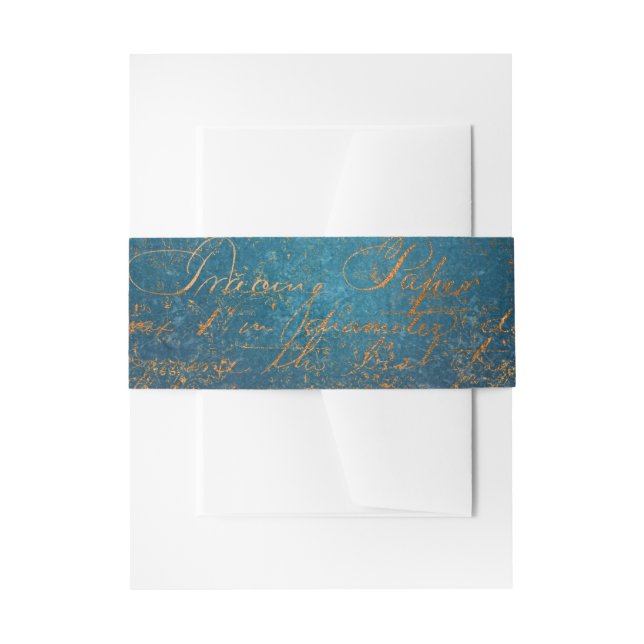 Grunge Copper Patina and Turquoise Verdigris Invitation Belly Band (Front Example)