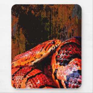 Grunge Corn Snake Coiled Mouse Pad